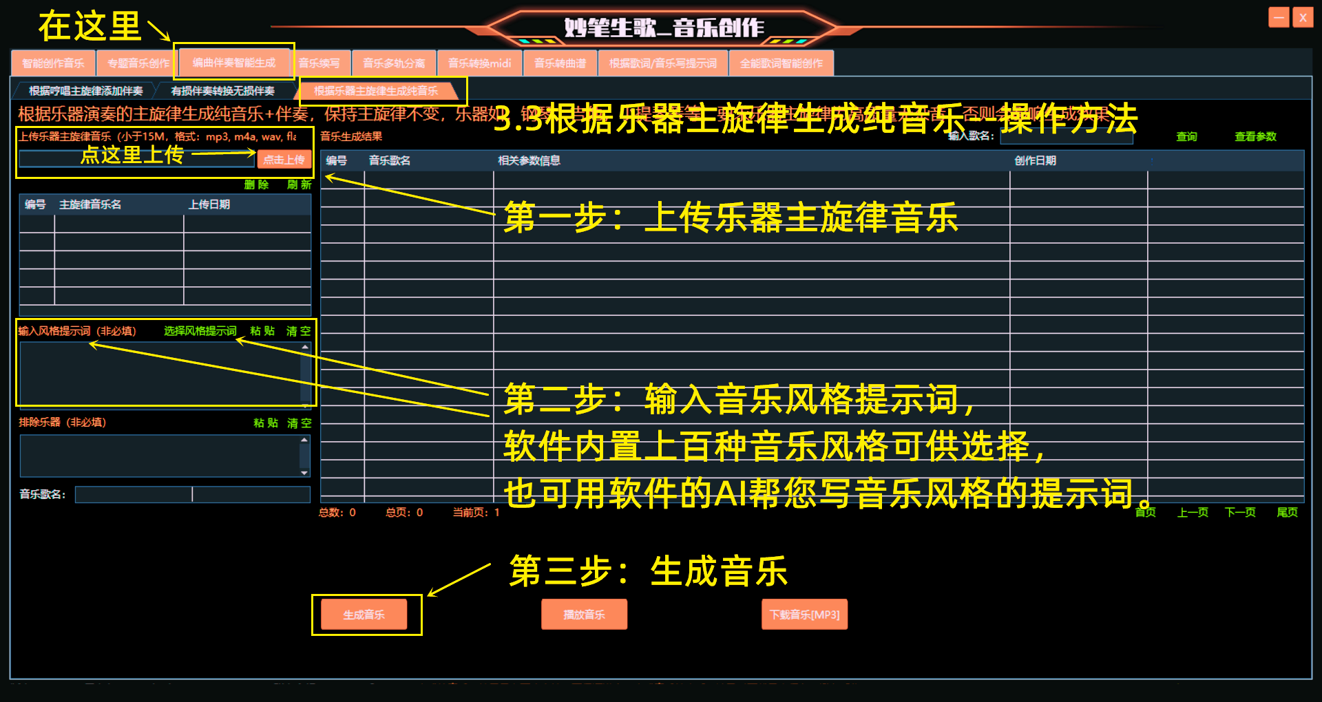 根据乐器主旋律生成纯音乐示意图